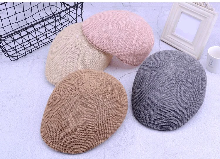 Новая мода лето женский берет шляпа Британский Повседневный кепки Gorras льняные солнцезащитные очки мужской солнцезащитный козырек дышащий соломенный берет кость