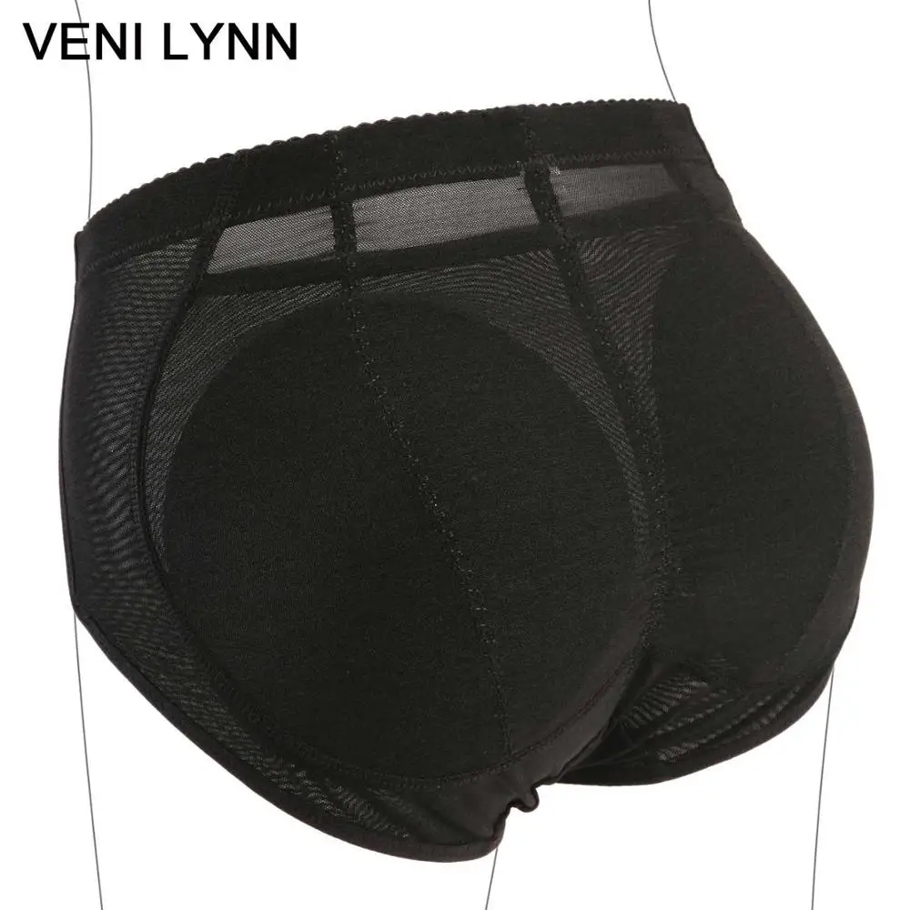 Черный VENI LYNN низкая посадка съемные ягодицы прокладка попа вверх мягкие трусики с 2 пенными усилителями и Цветы трусы с рисунком для женщин - Цвет: Черный