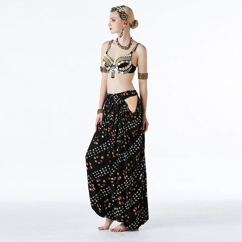Новый стиль топ для танца живота штаны Цыганские брюки Женская Одежда танцев
