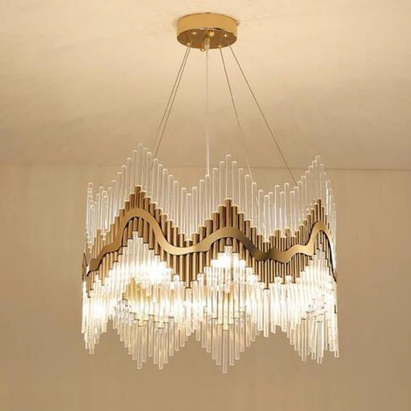 

Postmodern crystal chandeliers creative personality art golden iron living room dining room bedroom study model room lamps led