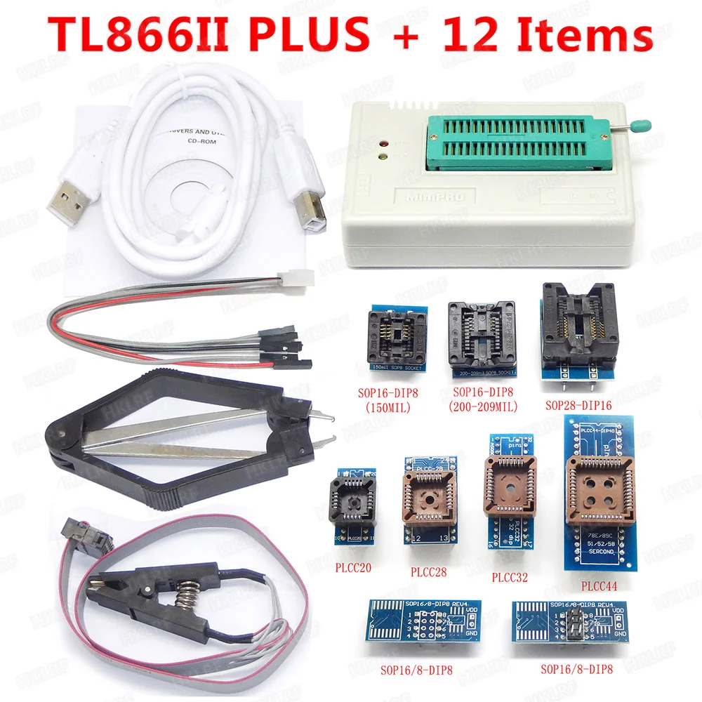 

100% оригинал, XGECU V9.00 новейший TL866II Plus + 12 предметов, лучшее качество, Набор для творчества MiniPro TL866A TL866CS, поддержка 10000 + ICs, бесплатная доставка