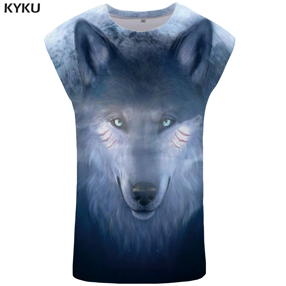 KYKU бренда Wolf майка Для Мужчин зеленый Ftness Костюмы секс Для мужчин s Бодибилдинг жилет Стрингер майка рубашка без рукавов топы Забавный