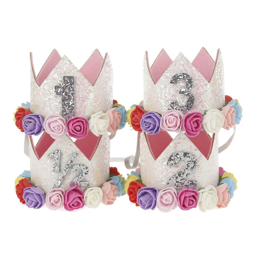 4 шт./партия мини повязка на голову с короной день рождения белая блесточка корона