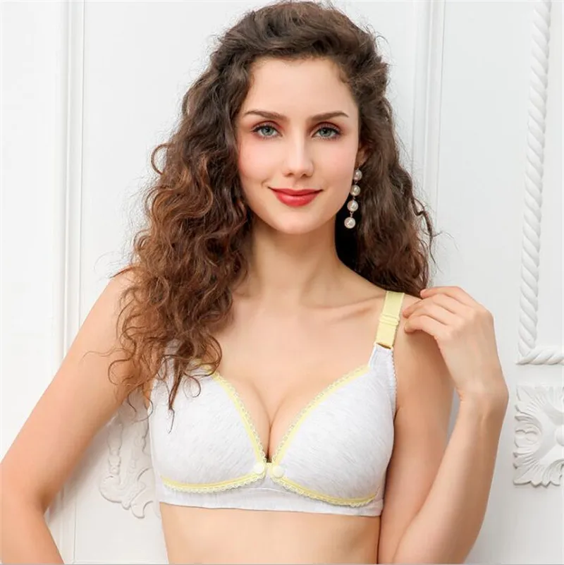 Silver Yellow Edge Бюстгальтер без косточек для грудного вскармливания, бюстгальтер для грудного вскармливания, хлопковый бюстгальтер для сна, нижнее Белье для беременных женщин, одежда для беременных - Цвет: Silver Yellow Edge