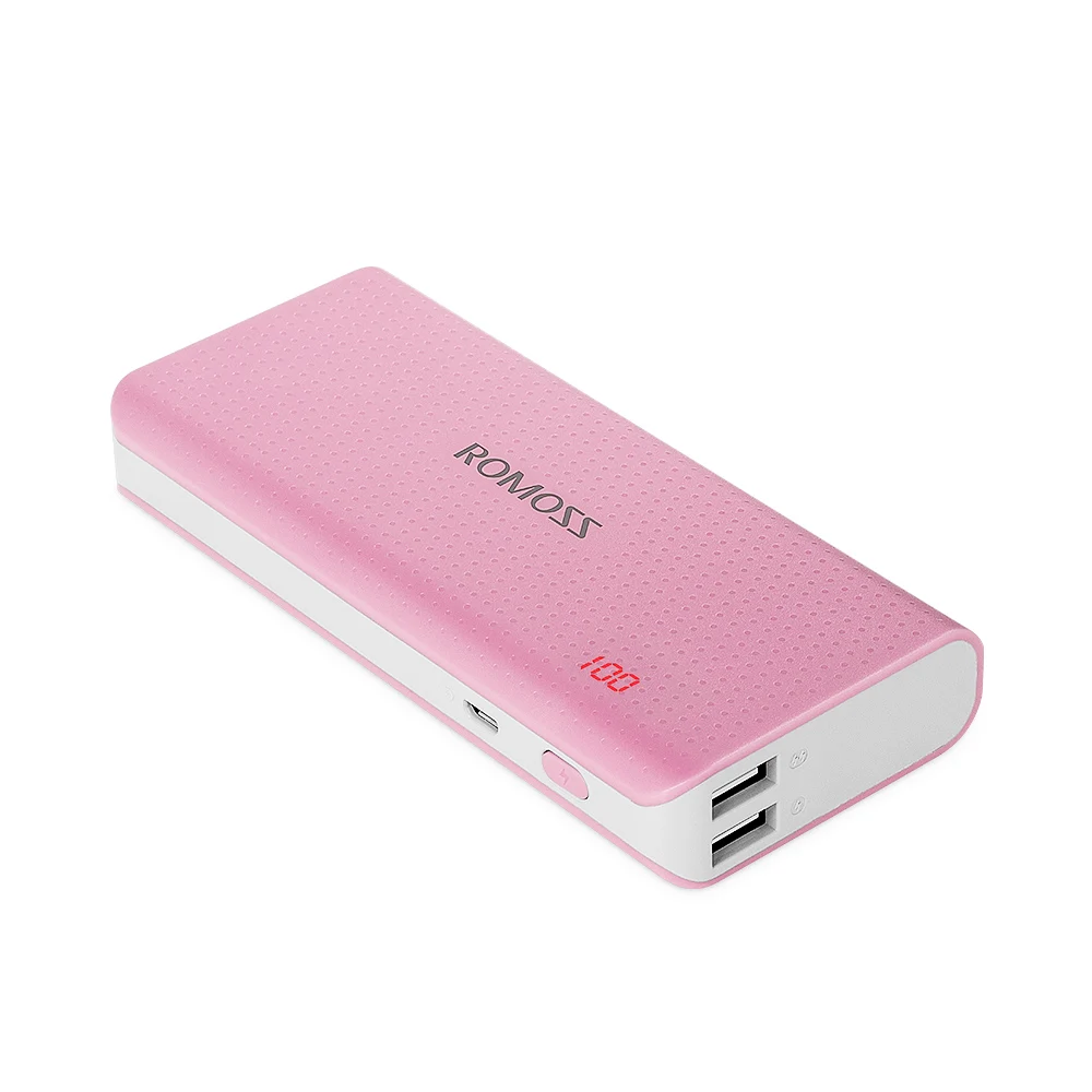 Pink 10400 мАч ROMOSS Sense 4 светодиодный внешний аккумулятор 2,1 а зарядка внешних аккумуляторов двойной USB выход портативное зарядное устройство для телефонов стол - Цвет: Pink