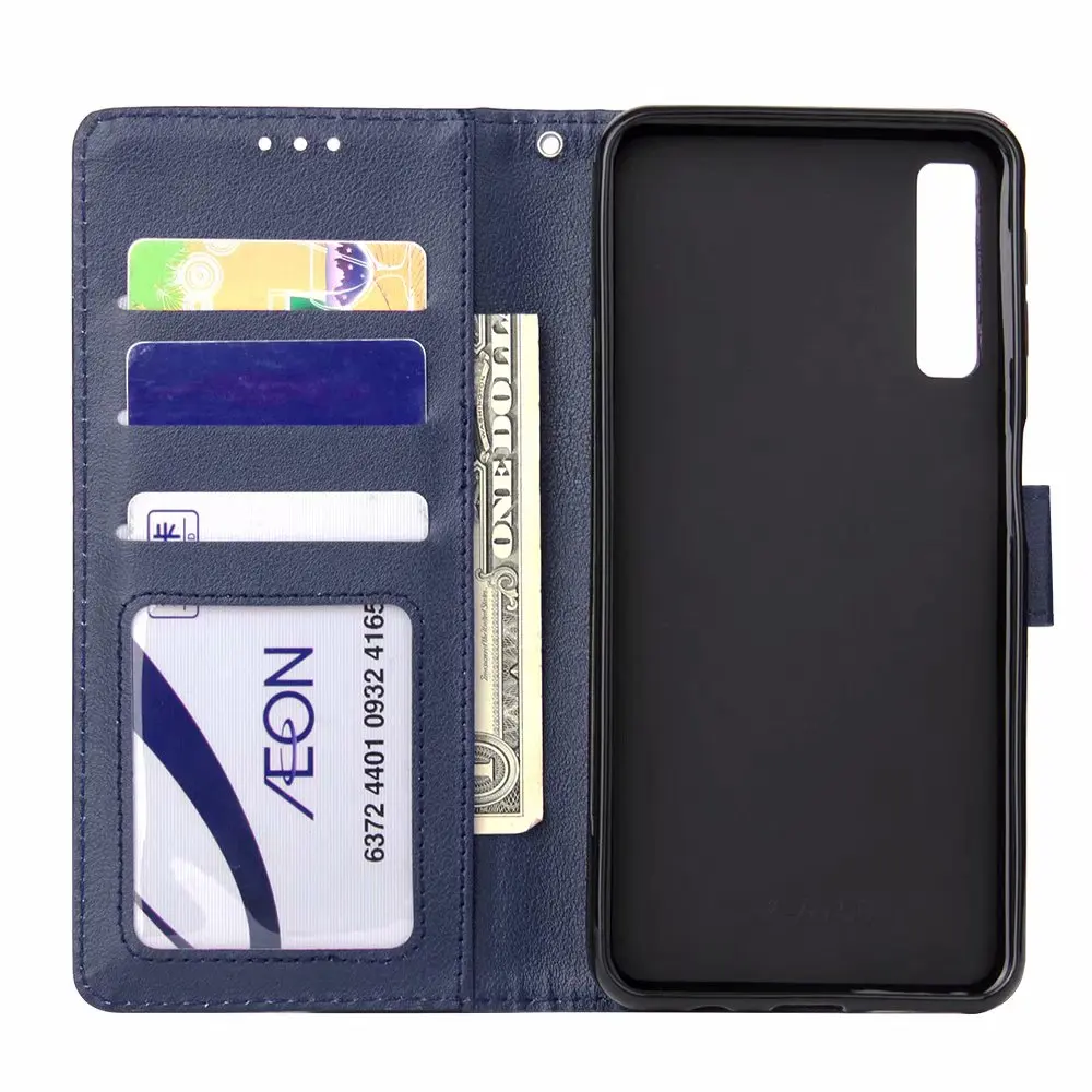 (3 Card) Blue Чехол-бумажник чехол для samsung S10 S10e S9 S8 S7 A8 A7 Примечание 10 8 A10 A20 A30 A40 A60 A50 A70 A80 A20s A10s J6 откидная крышка ежедневник в кожаном переплете на 9 карт - Цвет: (3 Card) Blue