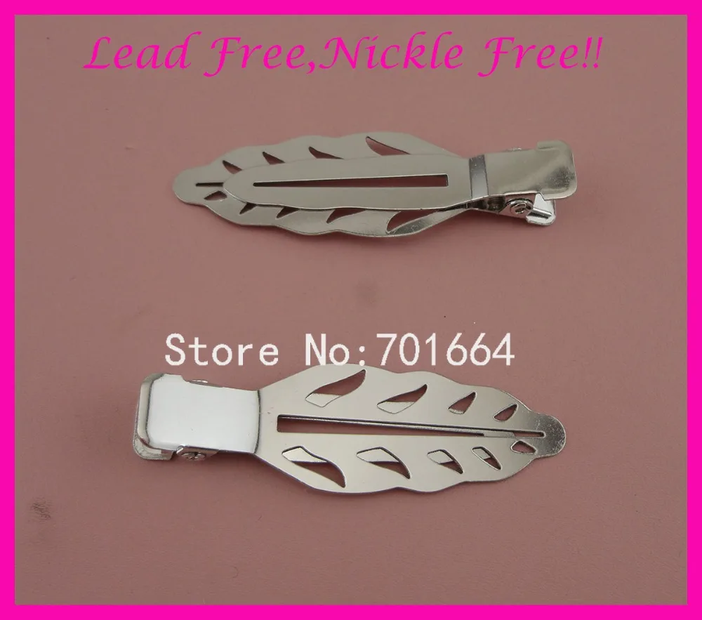 

50PCS 1.9cm*6.2cm Silver Finish Filigree Leaf styles Metal Alligator Clip at lead free,nickle free,MetalLeaf hairclips DIY