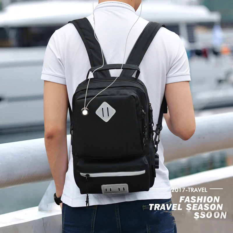 Новый модный мужской рюкзак для колледжа школьный с USB дорожный Простой