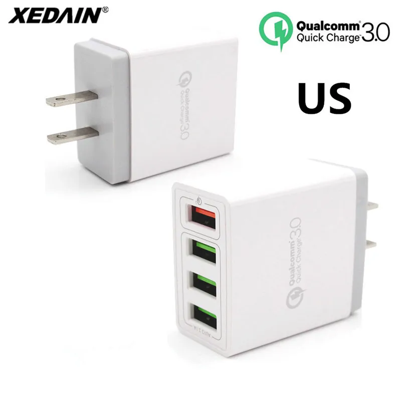 XEDAIN EU/US штекер Бесплатный кабель для передачи данных телефон 4 порта 6.2A быстрое зарядное устройство QC 3,0 USB зарядное устройство для iphone ipad samsung huawei Xiaomi sony