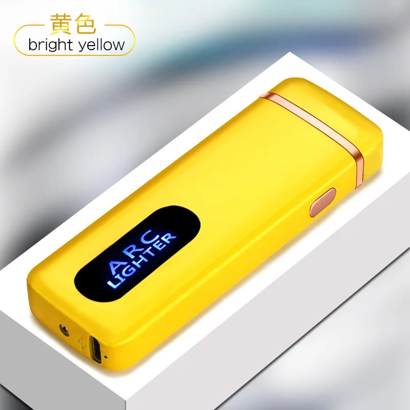 Yellow Отпечаток пальца Сенсорная Электронная USB Зажигалка двойная дуга плазма электрическая зажигалка для сигарет ветрозащитная сигара курительная трубка металлическая зажигалка - Цвет: Yellow