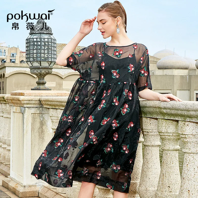 Фото POKWAI/2019 популярное летнее платье с высокой талией для похудения маленькое свежее