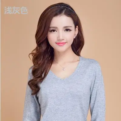 V-Neck Кашемировые женские свитера и пуловеры, осенне-зимний однотонный пуловер с длинным рукавом, джемпер, повседневный вязаный свитер для женщин - Цвет: V-Neck