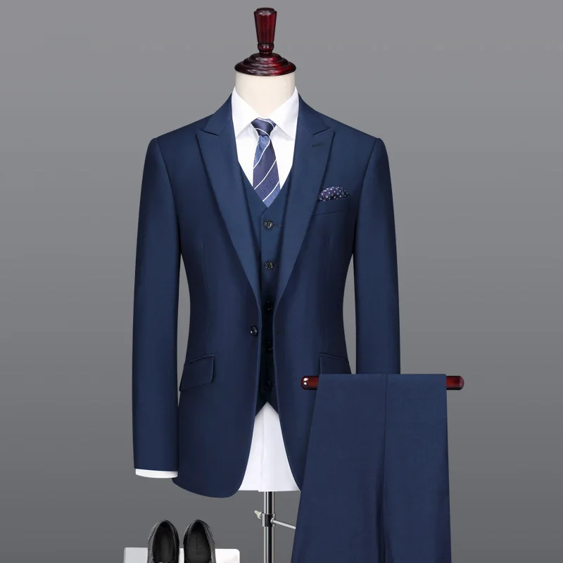 men suit pure blue gentleman mens suits with pants father day gift wedding suits for men business man groom wear slim fit 6xl