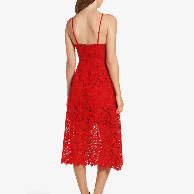 Женское кружевное платье с открытой спиной и глубоким V образным вырезом|Женские