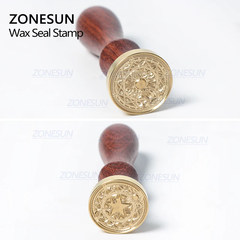ZONESUN Волшебные круглые Луны Звездный воск печать с деревянной ручкой для