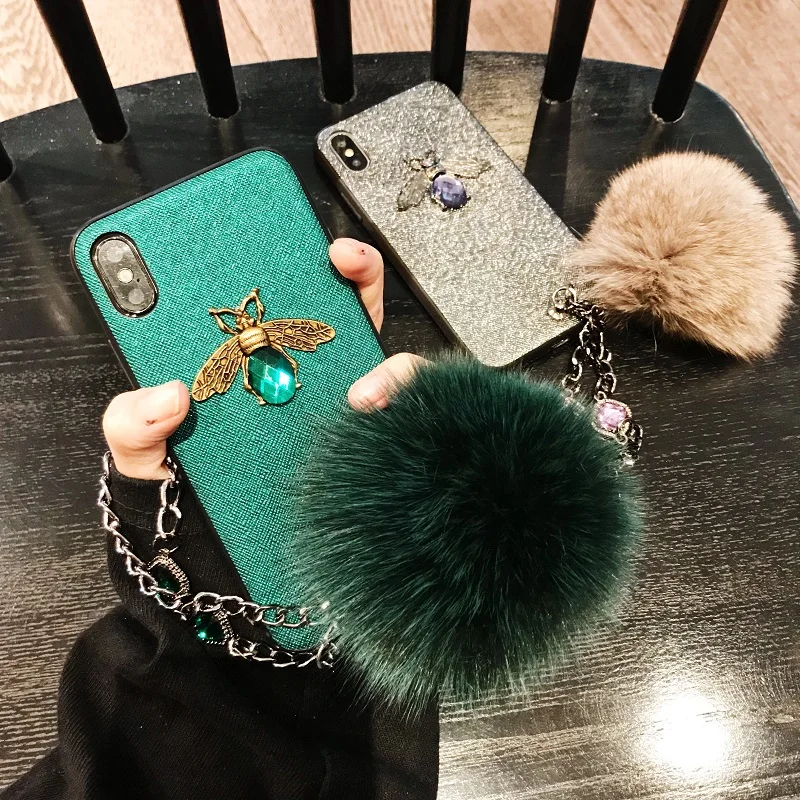 Fashion Simple 3d Crystal Bee Phone Cover Case For Iphone X 11 pro Xs Max Xr 10 8 7 6 6s Plus Luxury Hard Plastic Coque Fundas | Мобильные