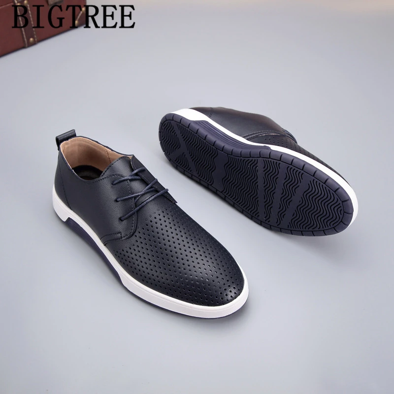 Кроссовки мужские кожаные повседневная брендовая Дизайнерская обувь большие