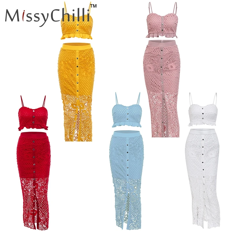 Женское длинное платье MissyChilli белое кружевное платье-двойка с оборками для пляжа