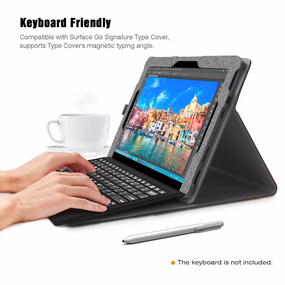 Чехол для microsoft Surface Go, с возможностью просмотра под разными углами, тонкий складной чехол-подставка/держатель для ручки и отделения для документов, Визитная Обложка