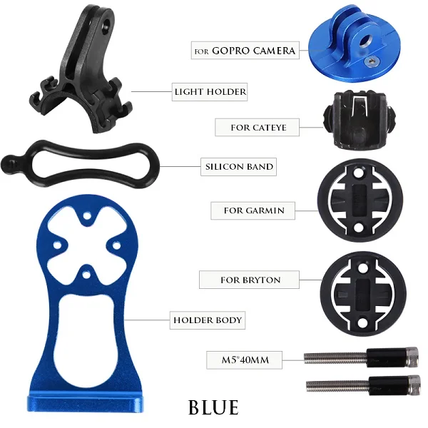 Blue STOUT велосипедный компьютер с ЧПУ держатель крепление для камеры GoPro Дорожный велосипед руль расширение MTB Спидометр Поддержка Garmin Bryton CATEYE - Цвет: Blue