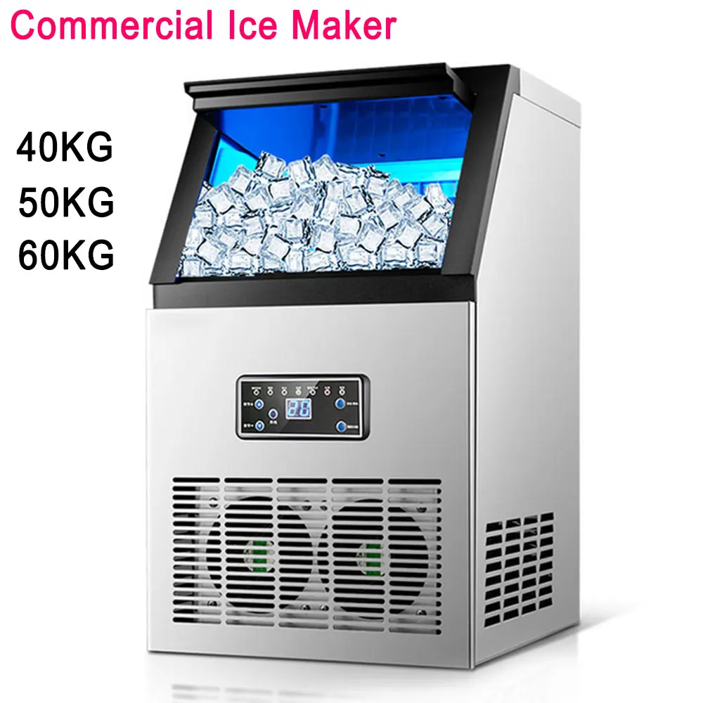 

Electric automatic ice maker machine 40/50/60kg for bar coffee shop milk tea room commercial ice cube making machine 110V 220V