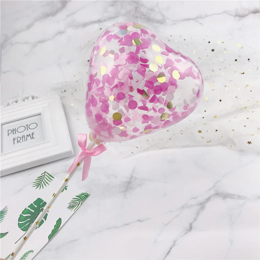 Heart Pink 1pcs 5 дюймов воздушный шар "Конфетти" торт Топпер украшение с соломенной лентой стол детский душ один день рождения Свадьба шар Топпер - Цвет: Heart Pink 1pcs