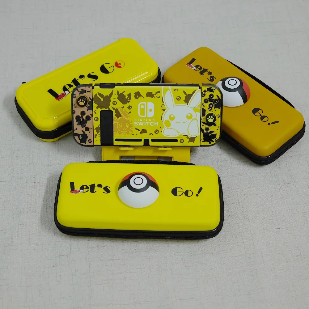 Чехол Let's Go Pokemons для nintendo Switch NS Console Joycon Shell Game Pikachus Eevee сумка для хранения+ накладки на джойстик