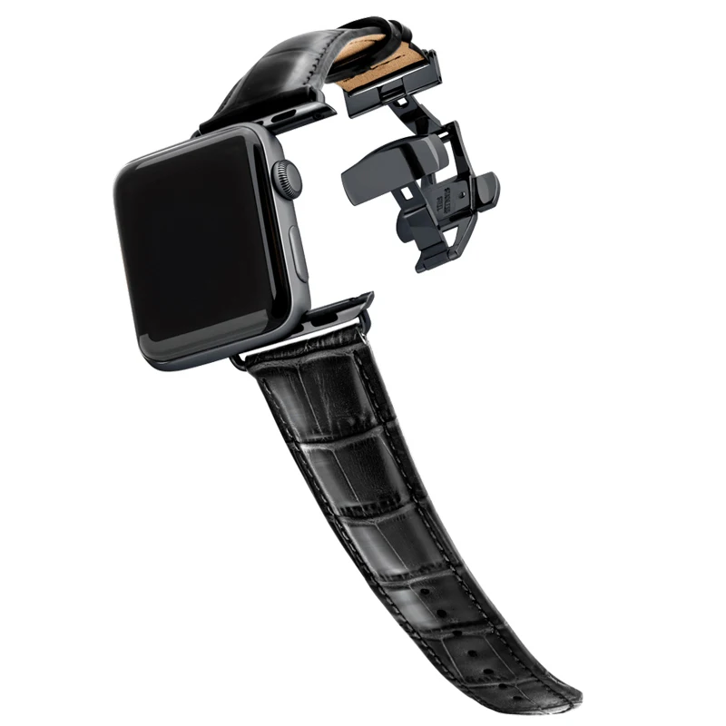 Ремешок из натуральной кожи для apple watch band 44 мм 40 42 38 браслет с пряжкой бабочкой iwatch