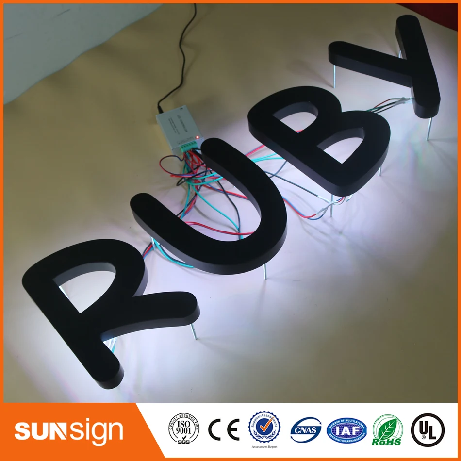 Черная окрашенная металлическая светодиодная подсветка RGB|backlit letters|led backlit
