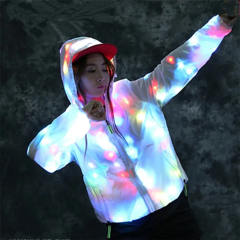 Koop LZ48 Kleurrijke Led Licht Kostuums Lichtgevende Jassen Gloeiende Vrouwen Dunne Jas Danser Singer Stadium Draagt Hip-Hop Kleding Dj Bar Jurk