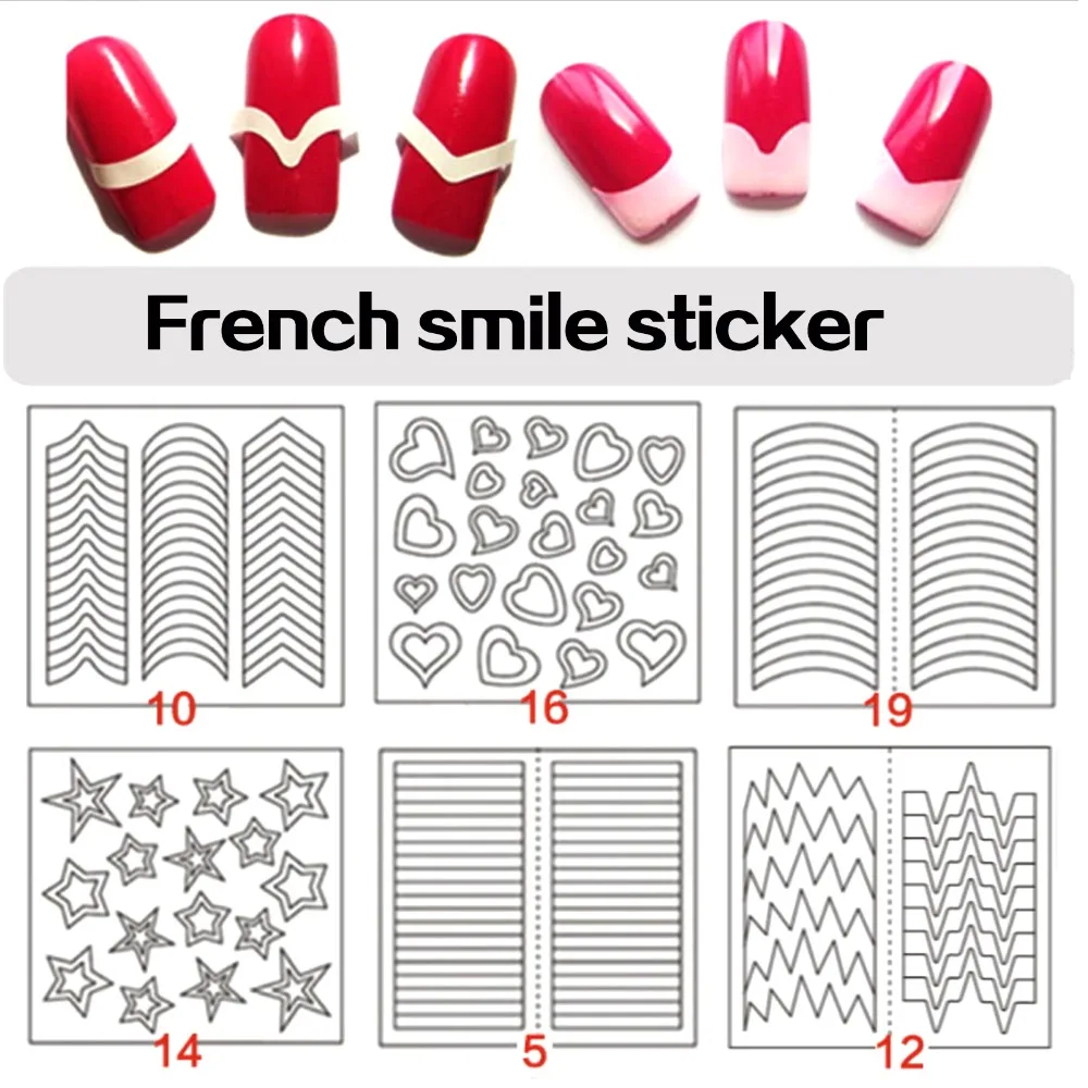 

23 Styles 10pack French Smile stickers Nails Guide Tips Stickers French Manicure Nail Art Decals For Nail DIY Styling Tools