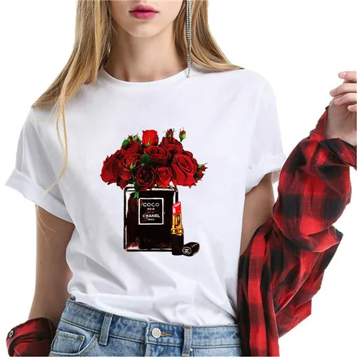 xne05 Tumblr хлопок Летние топы женские духи футболка Camisetas mujer Модные женские o-образным вырезом короткий рукав Koszule Damskie белый - Цвет: xne05