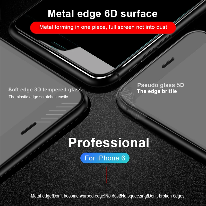 6D изогнутый край Полное покрытие экрана протектор для iPhone 6s Plus закаленное стекло