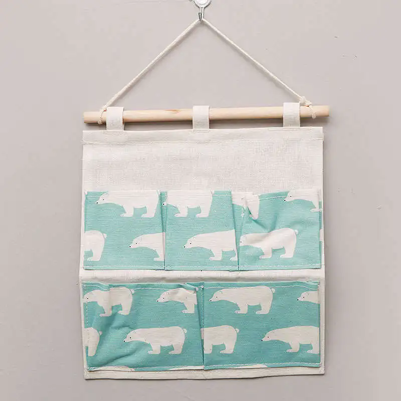 Подвесная сумка для хранения с несколькими карманами органайзер из льняной