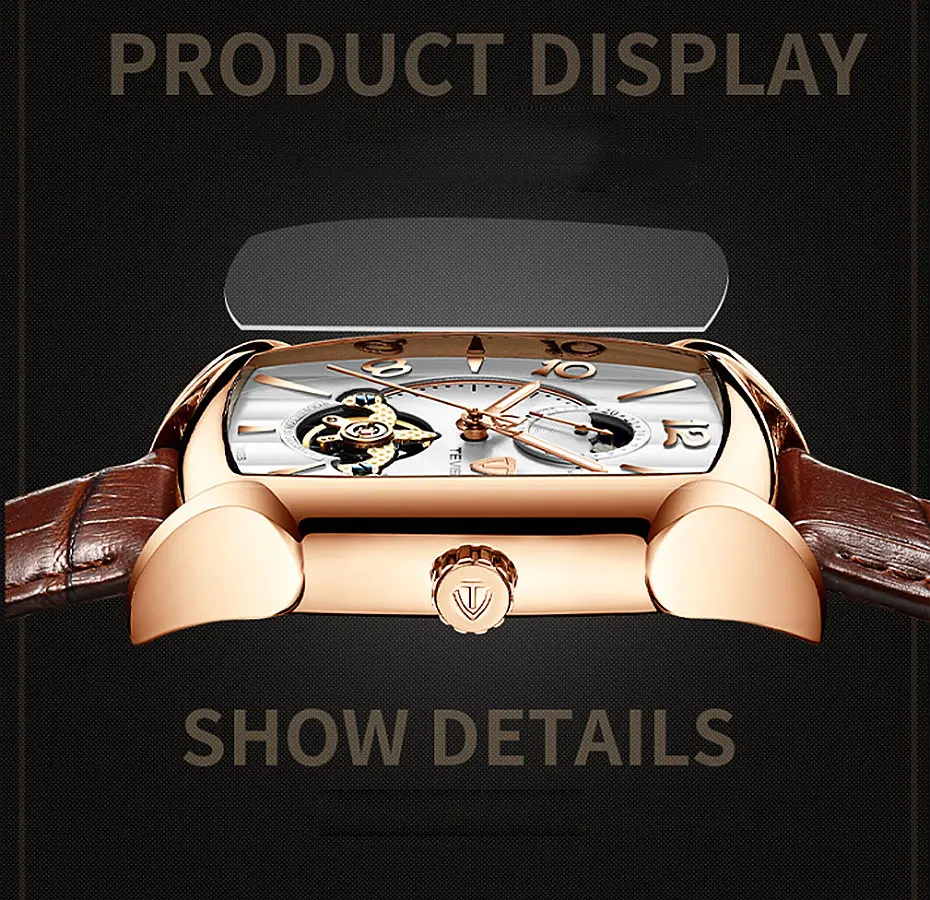 Роскошные брендовые автоматические мужские часы Tevise механические Tourbillon