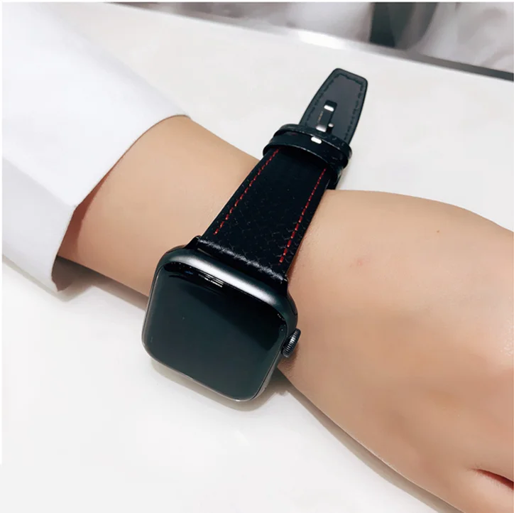Ремешок для Apple watch 5 4 ремешок 44 мм 40 мм iWatch 3 ремешок 42 мм 38 мм углеродное волокно+ часы с кожаным ремешком аксессуары для Apple watch 3 2 1
