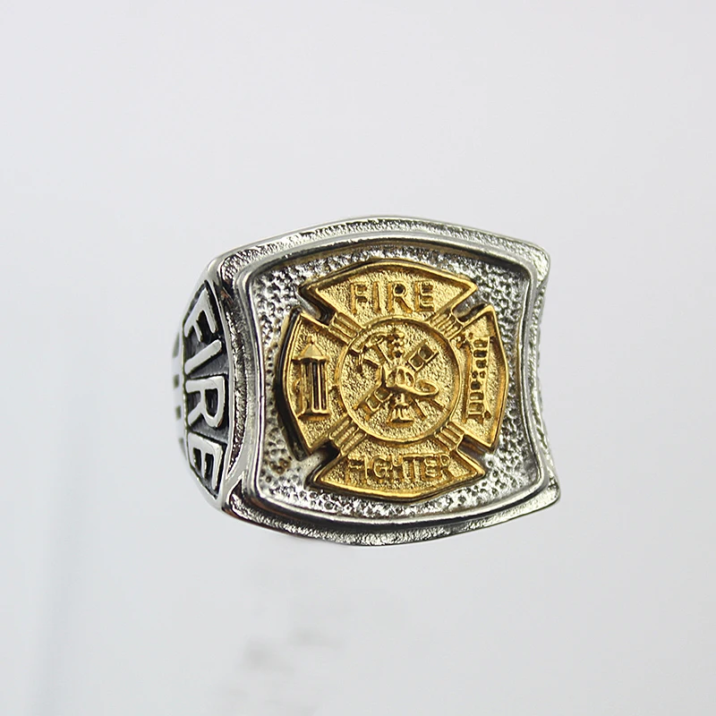 Мужское кольцо пожарного из нержавеющей стали Ner золотого цвета украшение в
