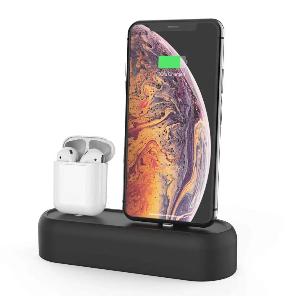 Силиконовый держатель 2 в 1 для Airpods чехол зарядное устройство Apple аксессуары