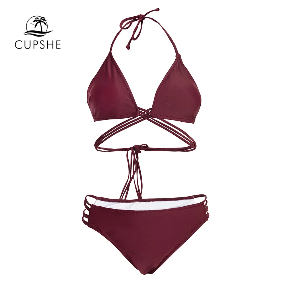 CUPSHE зеленый и цветочный на шнуровке комплект бикини бретельках для женщин Scalloped