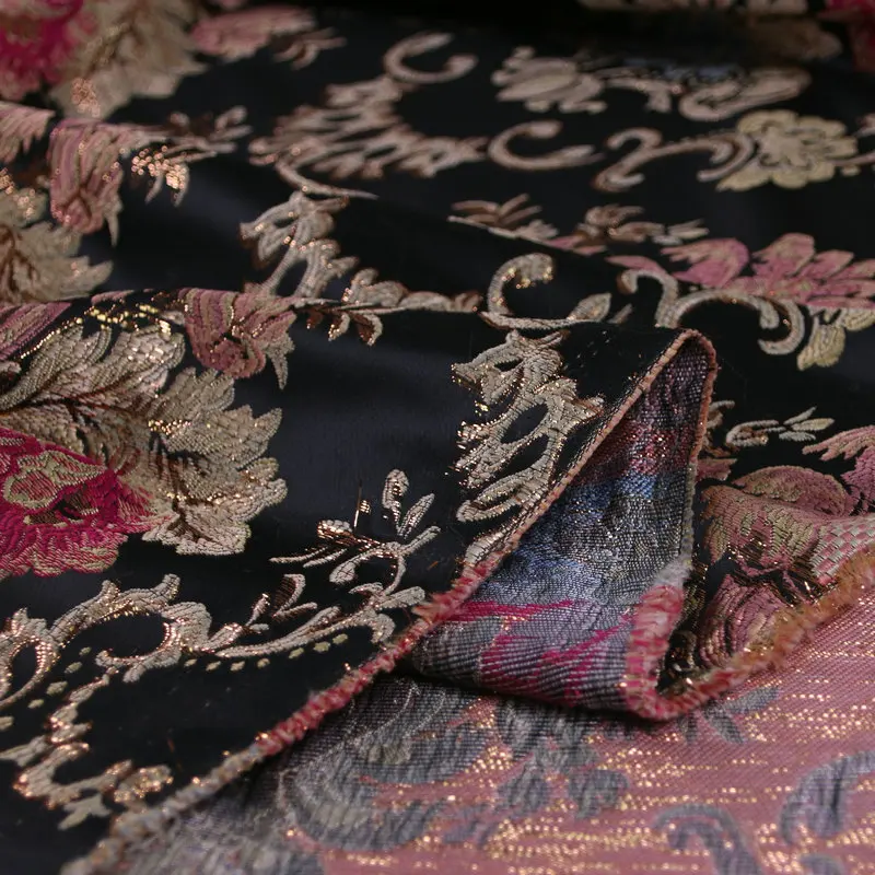 flowers brocade jacquard fabric,high quality thick polyester fabric for woman dress coat DIY sewing patchwork tissus an metre