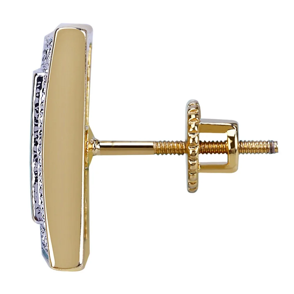 TOPGRILLZ 15 мм хип хоп мужские и женские серьги цвет медно-Золотой Iced Out Micro Pave Cubic Zircon Lab D серьги-гвоздики с закручивающаяся задняя часть