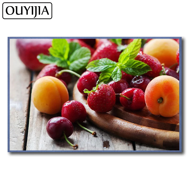 OUYIJIA 5D DIY Фрукты Вишня украшение оранжевый декоративный бриллиант соломка