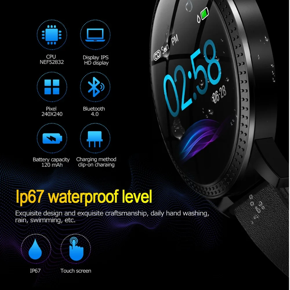 Cawono CF18 1 22 дюйма Смарт часы IP67 Водонепроницаемый сердечного ритма крови Давление