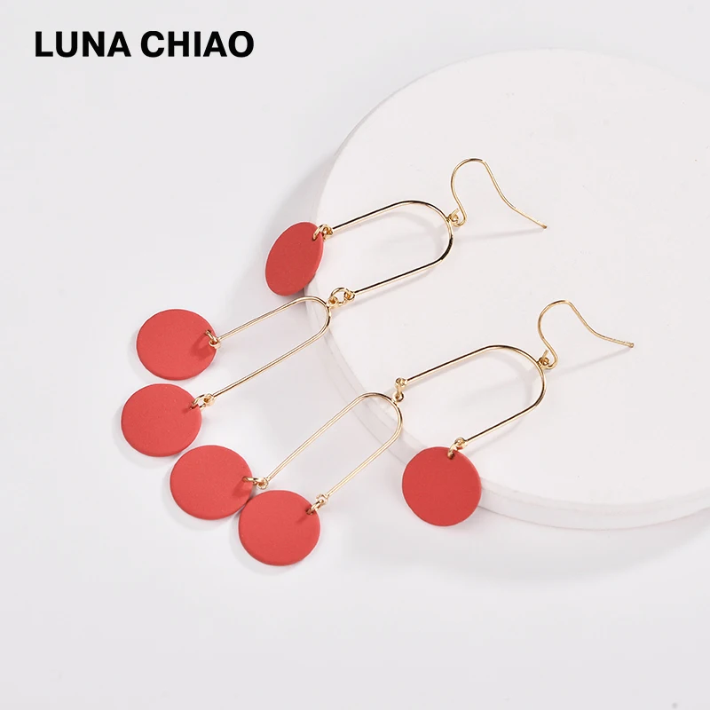 Женские Геометрические серьги подвески LUNA CHIAO массивные с медными проволочными