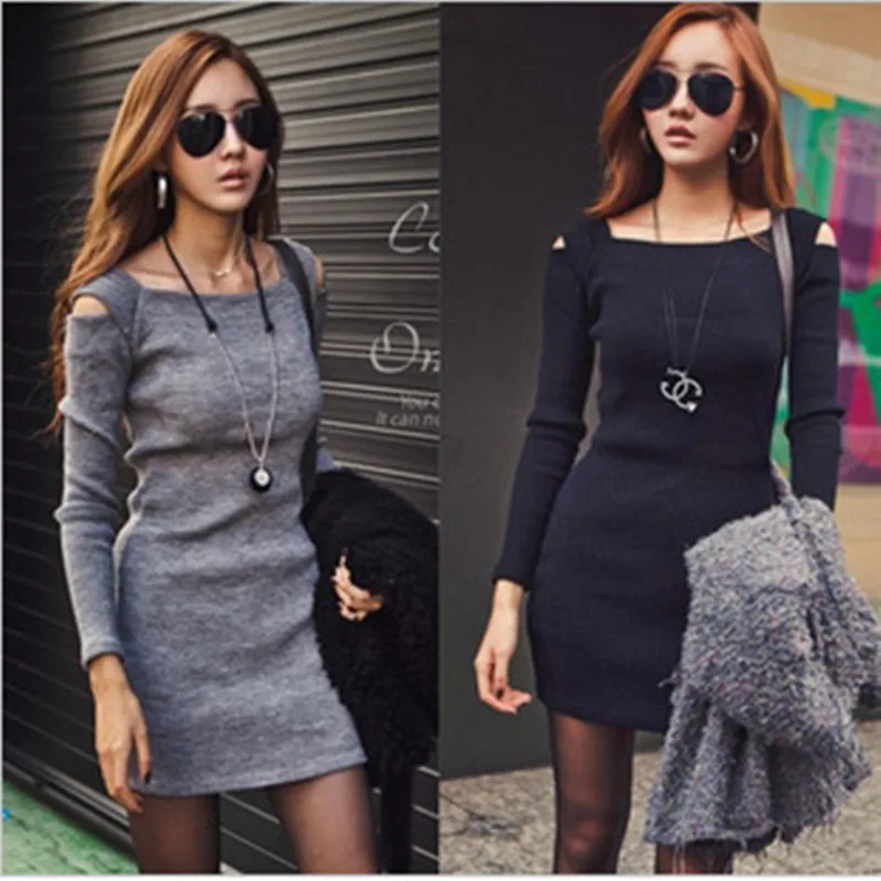 Новое Осеннее женское платье Vestidos модное однотонное сексуальное облегающее с