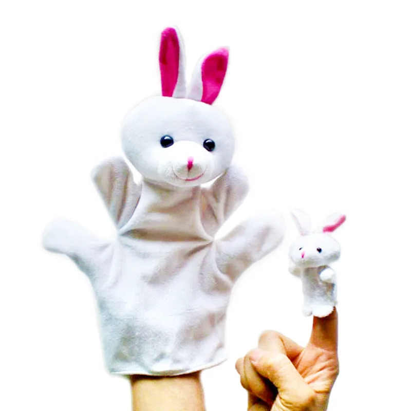 Rabbit 2 шт./лот смешные стороны кукол Игрушечные лошадки животных Finger Марионетки Детские Мультяшные плюшевые игрушки ручной Куклы Марионетки Игрушечные лошадки Прихватки для мангала куклы кукольный - Цвет: Rabbit