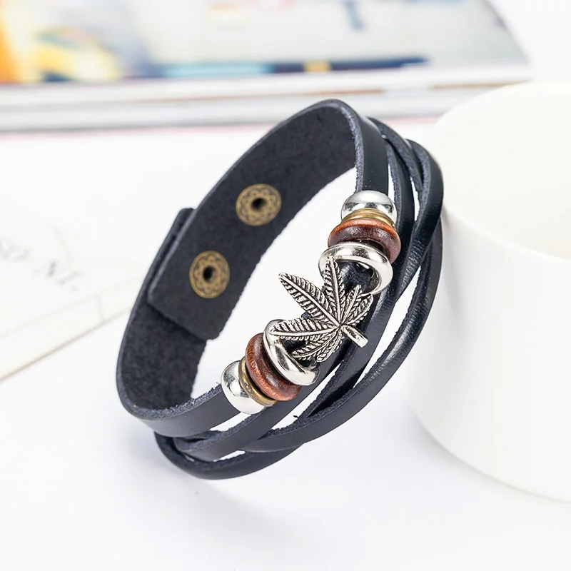 Alibaba оптовая продажа модная подвеска с Кленовым листом браслет из натуральной