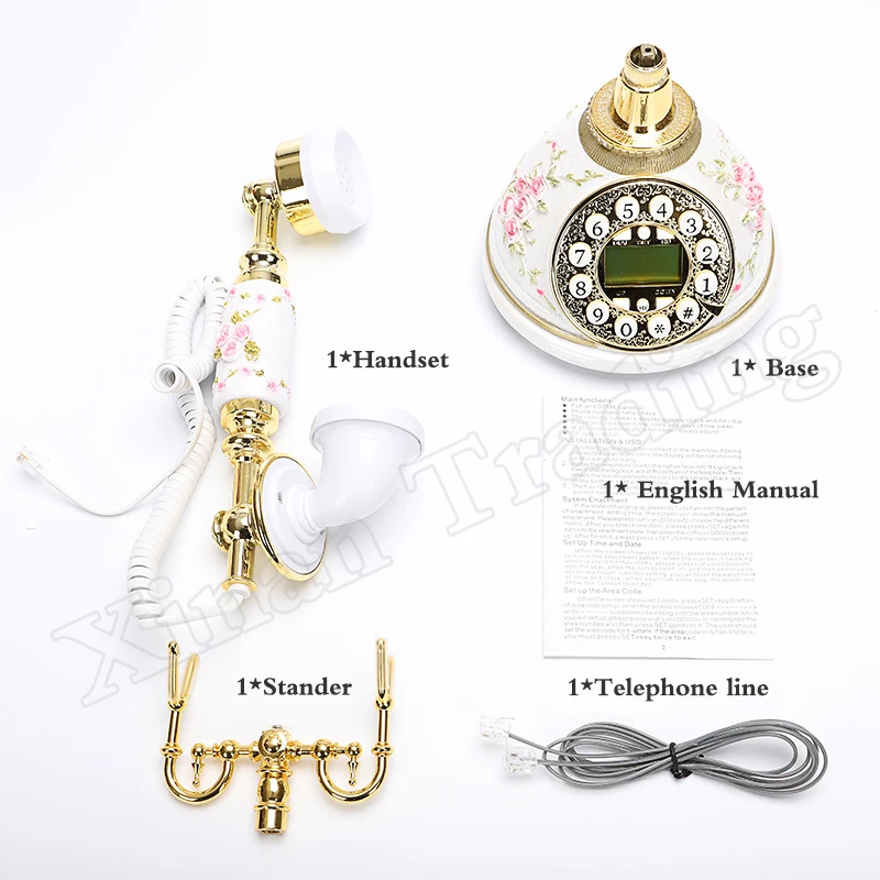 

Landline Wired Telephone Retro With Call ID Adjust Ringtone Phone For Home Office Vintage Antique White Color Desktop