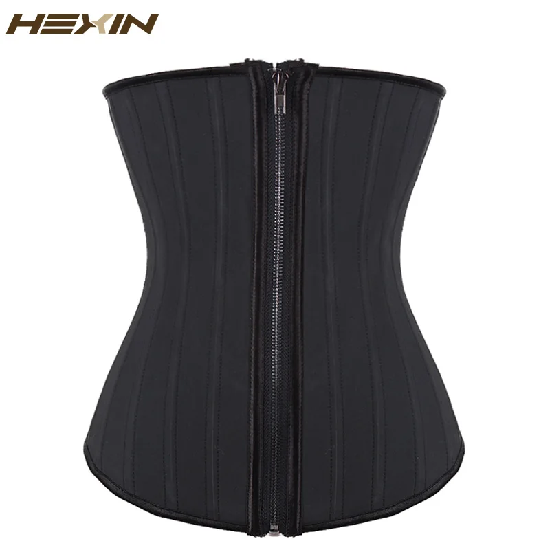 HEXIN черный 25 стальной корсет для талии с косточками корсеты на молнии латексная