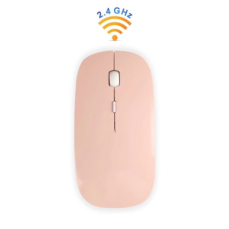 Wireless Pink Беспроводная перезаряжаемая игровая компьютерная мышь для Mac Windows 8/10 hp lenovo Asus notebook беспроводная мышь с usb-приемником - Цвет: Wireless Pink